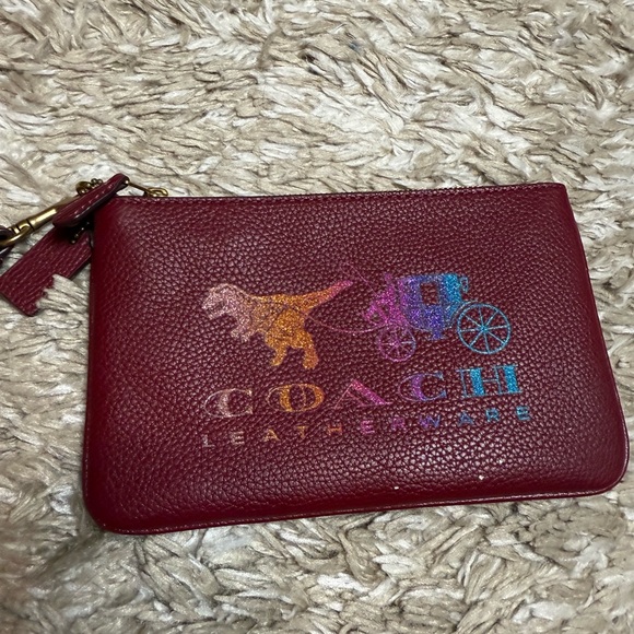 Authentic  Coach Burgundy Tote with Colorful Logo and matching wallet - Picture 8 of 10
